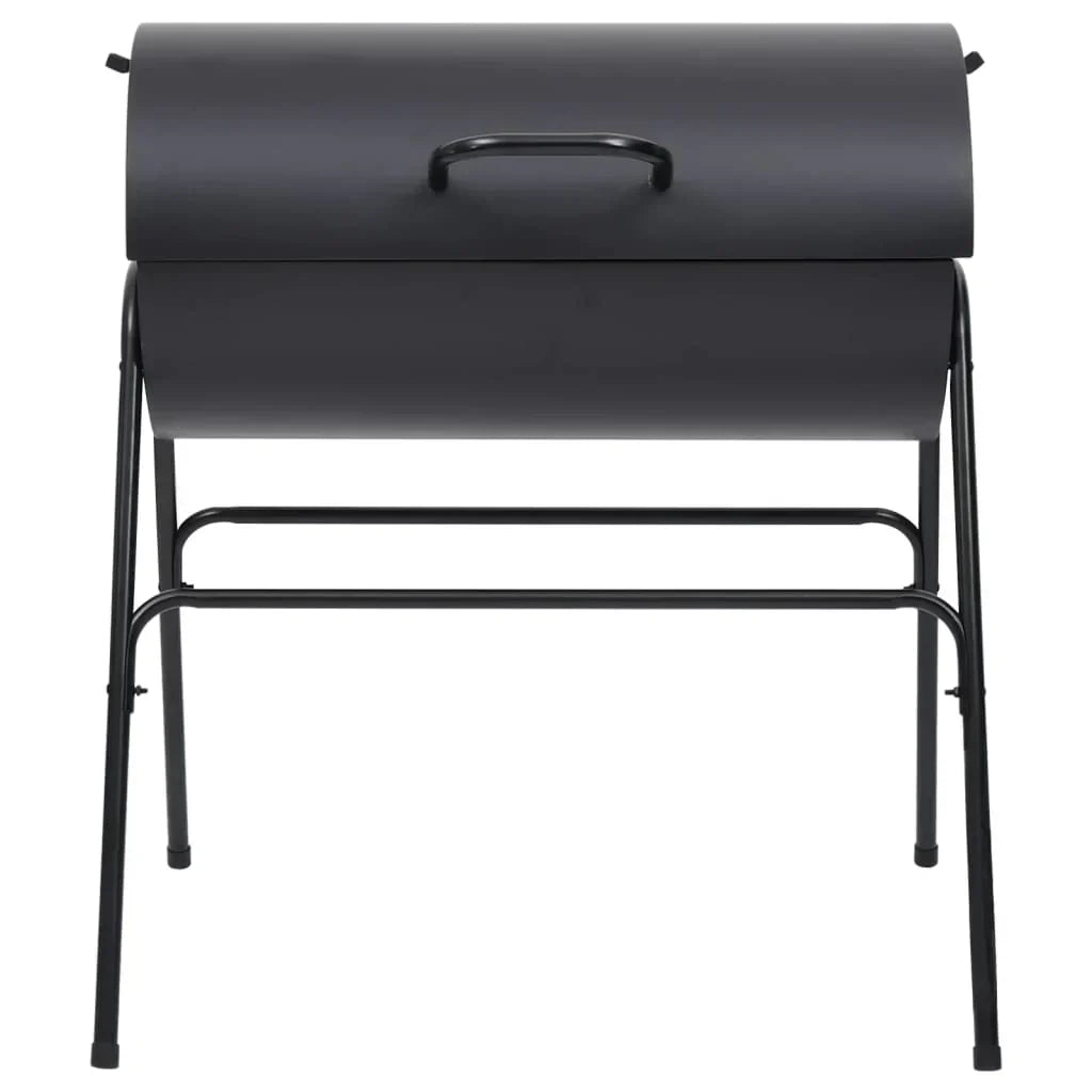 2026 Czarny grill z 2 rusztami do gotowania – Przenośny grill ze stali o wymiarach 80x95x90 cm