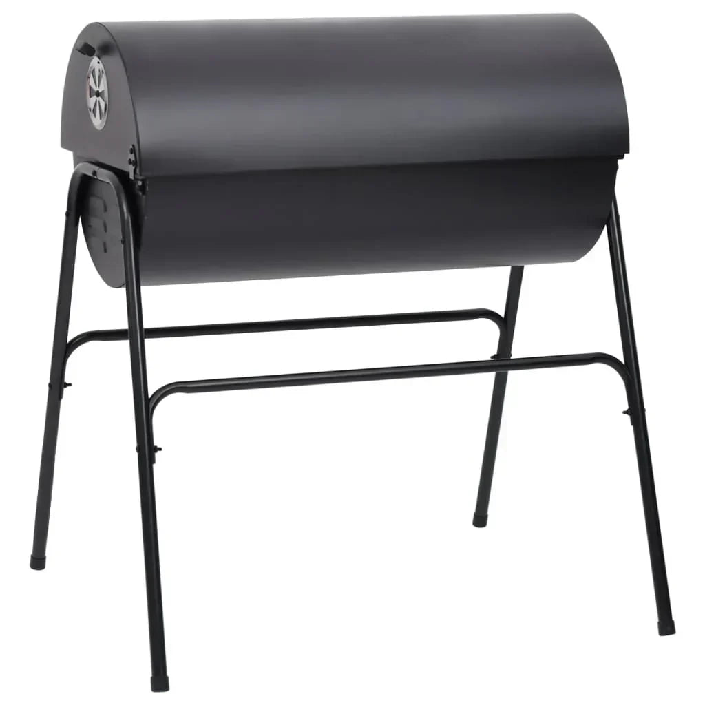 2026 Czarny grill z 2 rusztami do gotowania – Przenośny grill ze stali o wymiarach 80x95x90 cm