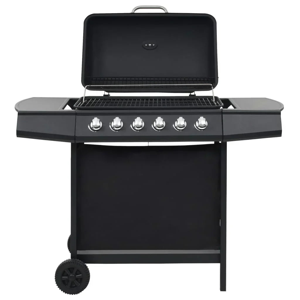 2026 Czarny, stalowy grill gazowy V3794 z 6 palnikami