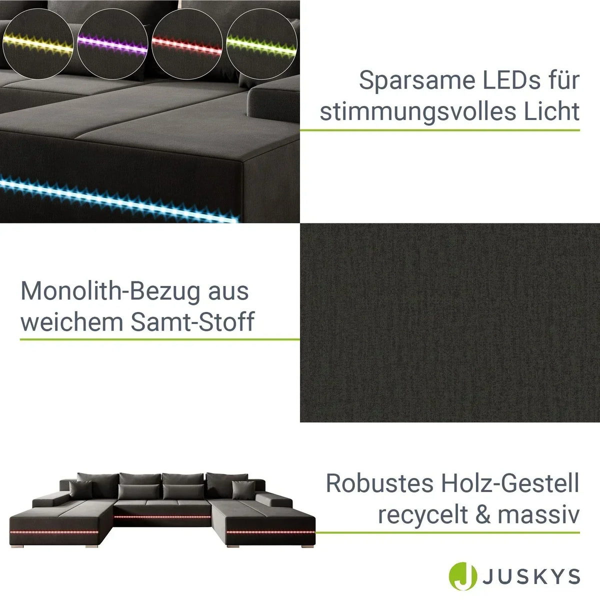 2025 Sofa narożny Malbun z oświetleniem LED