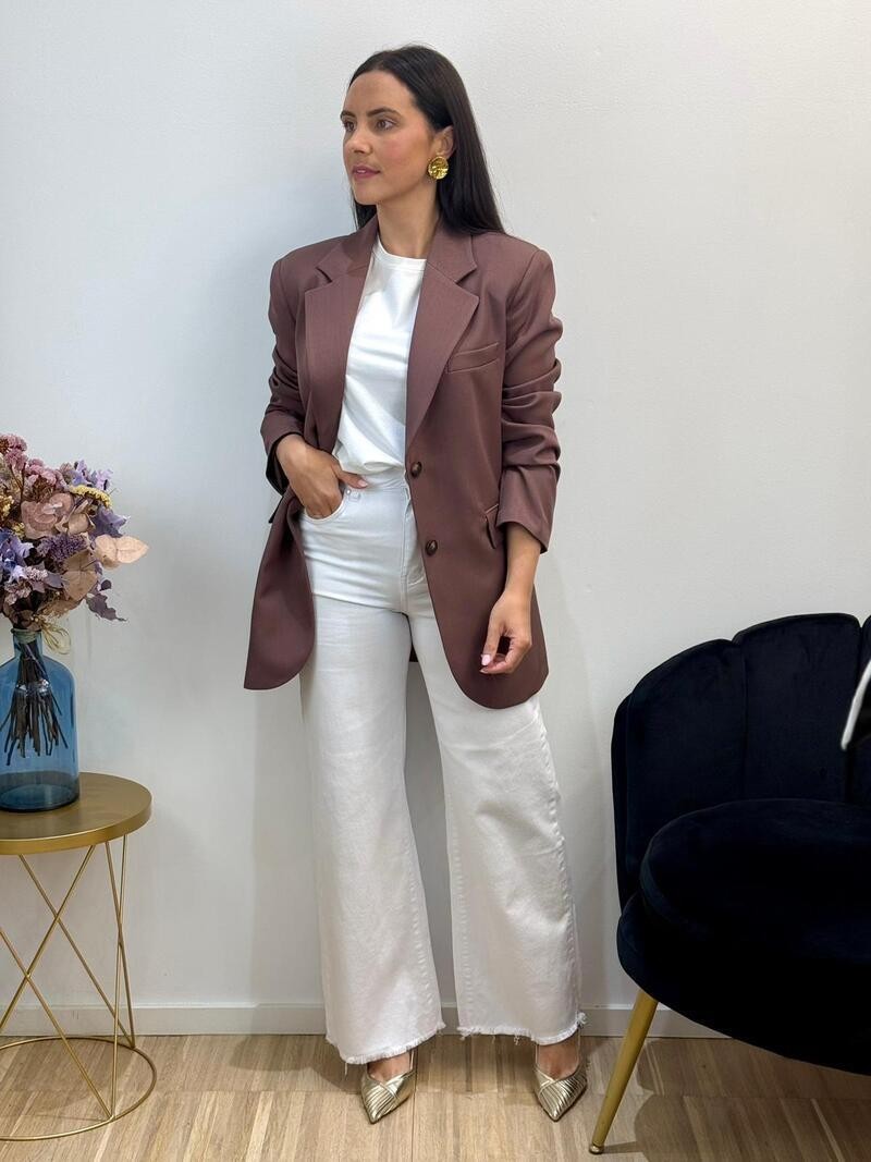 Blazer recta hombreras terracota