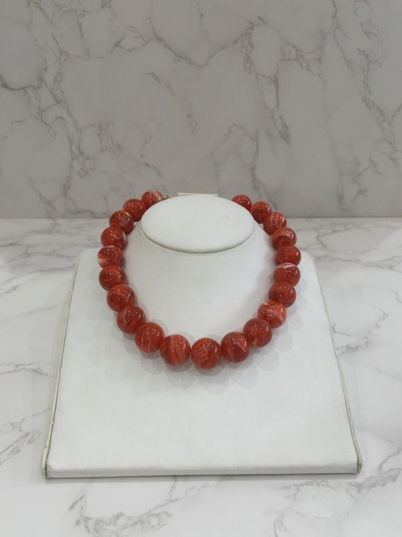Collar ball jaspe naranja
